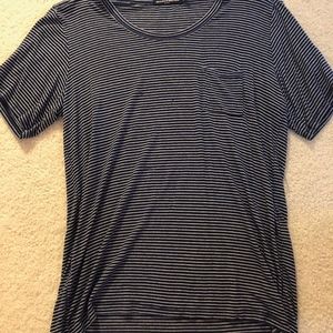 Brandy Melville Navy Blue and Wine Striped T-shirt